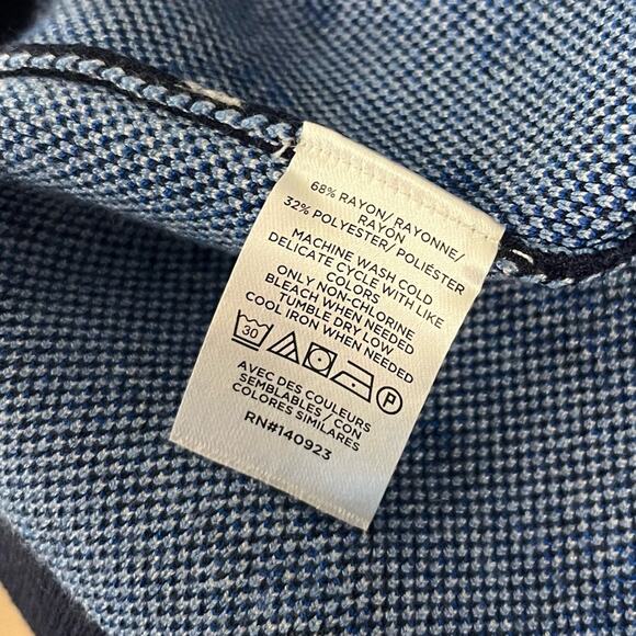 NWT LOFT Floral Jacquard Cardigan Button Front Knit Sweater Navy Women’s Size L - Picture 8 of 8